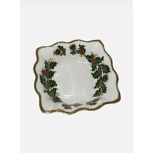 Queens Rosina China Co Yuletide Christmas Candy Dish Fine Bone China